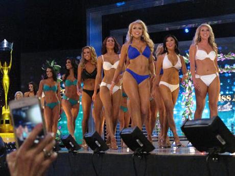 Contestants take the stage for the swimsuit competition during the second night of preliminary competition in the Miss America pageant on Wednesday Sept. 7 2016 in Atlantic City. The new Miss America will be crowned on Sunday